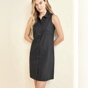Calvin Klein Sleeveless Black Button-Down Dress